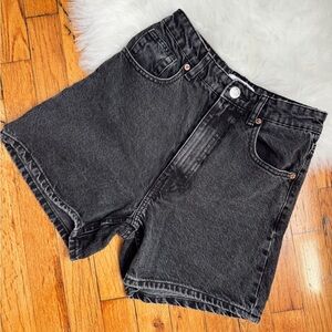 Black denim shorts